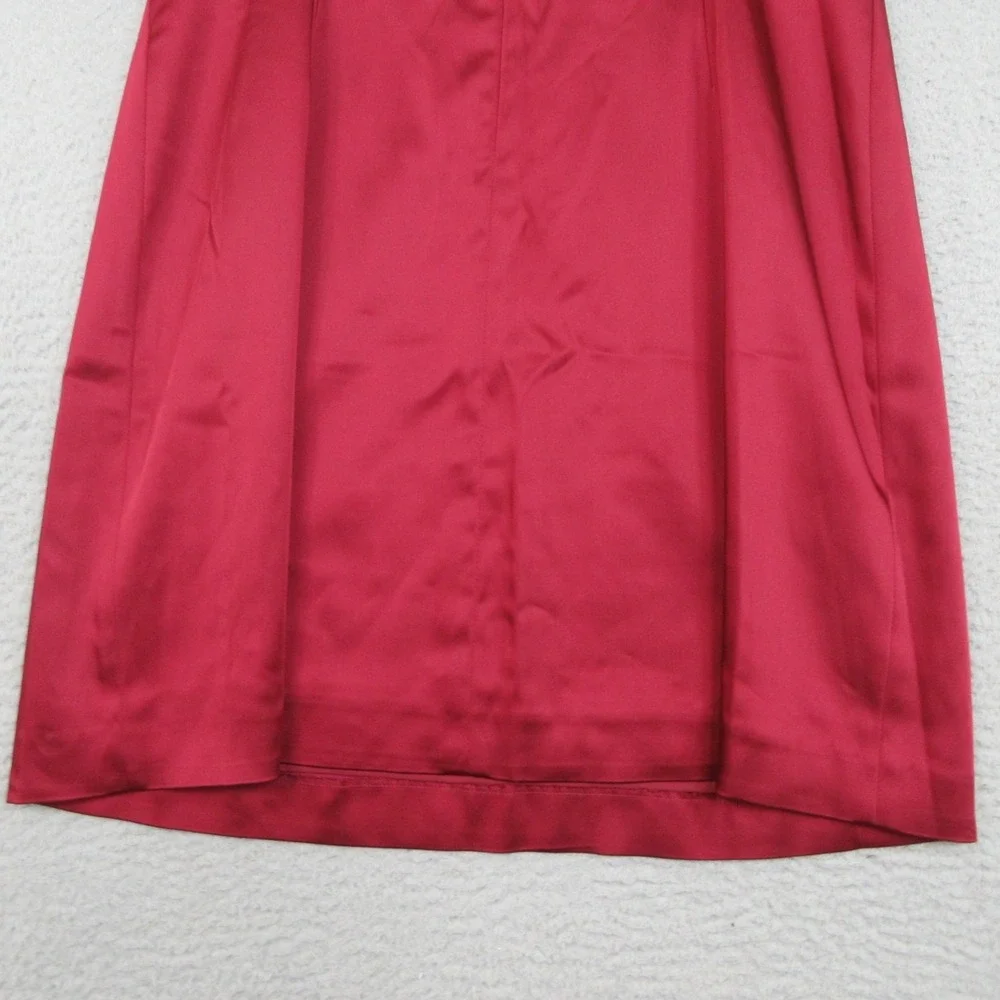 Jones New York Satin Dress Womens 12 Red Short Sleeve Jewel Neck Party Cocktail - Picture 7 of 16